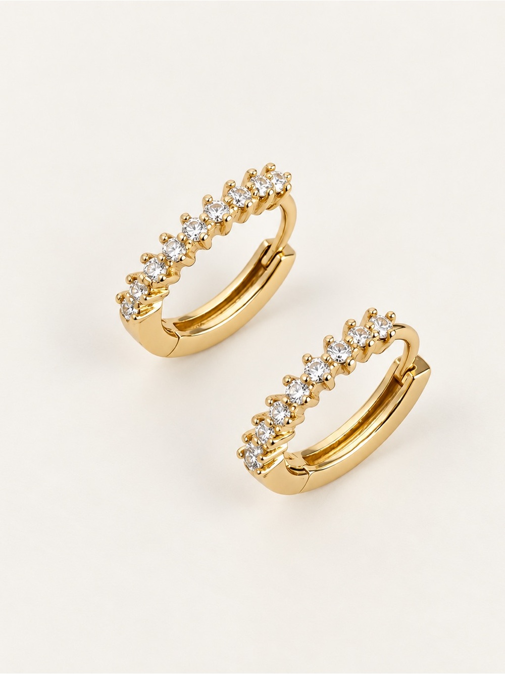 14K Gold Plated CZ Huggie Hoop Earrings | Minimalist Dainty Jewelry